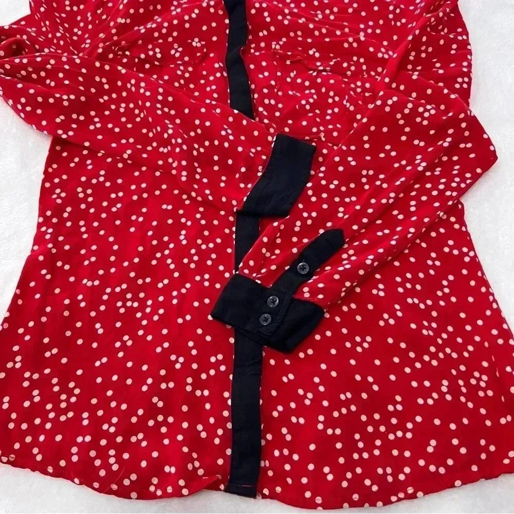 ANTHROPOLOGIE Maeve Polka Dot Bagatelle Blouse Size 0 - Picture 6 of 9